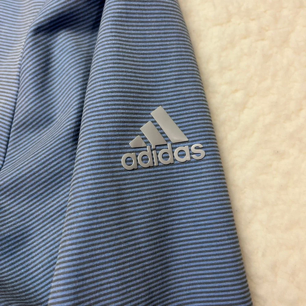 Adidas Pullover Mens XL Blue Striped Quarter Zip Windbreaker Jacket 4535‎